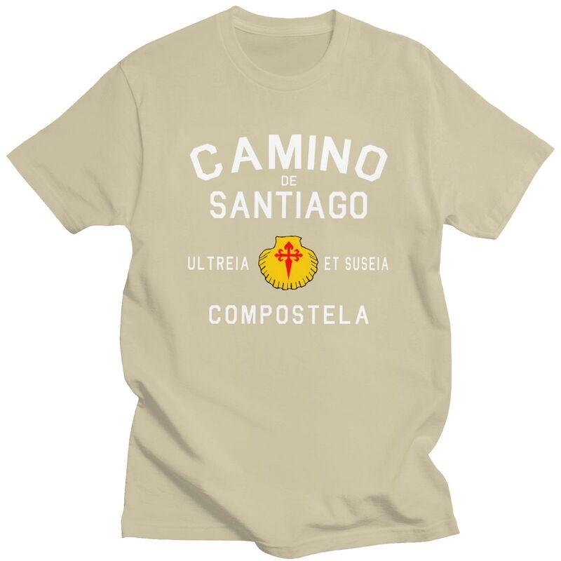 Мужские футболки на заказ «Buen Camino De Santiago» с коротким рукавом, повседневные, крутые, свободного кроя, 100% хлопок, идея для подарка