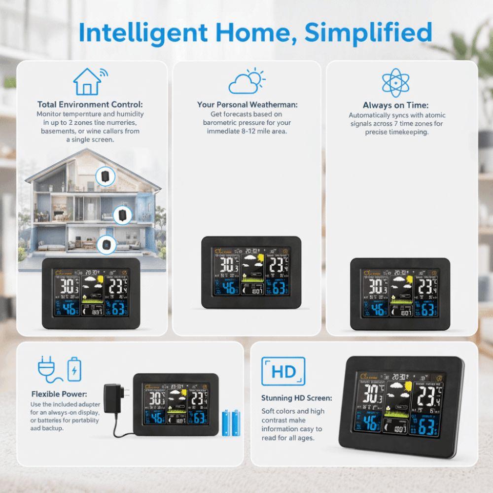 Remote Sensor Weather Station Wireless Weather Forecast Clock Wireless Multifunction Clock  Bedroom