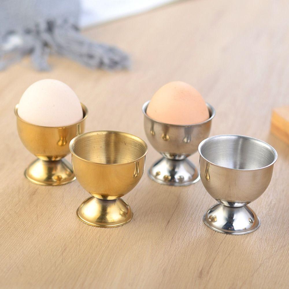 4Pcs Multipurpose Stainless Steel Boiled Egg Cups Portable Convenient Stand Rack Eggs Poach Eggs Holder Kitchen Tools