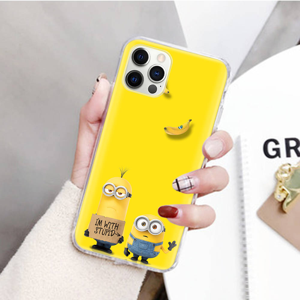 JM33 Желтый Миньон Прозрачный чехол для Samsung A04 A14 A23 M33 M53 Realme 10 9 C35 C55 VIVO Y02 X80 Infinix Hot 30 Note 11 Tecno Spark 8P Pro