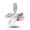 Pink Ballet Girl Pendant Charms Beads Fit Fashion Style Bracelet Necklace 925 Silver DIY Jewelry