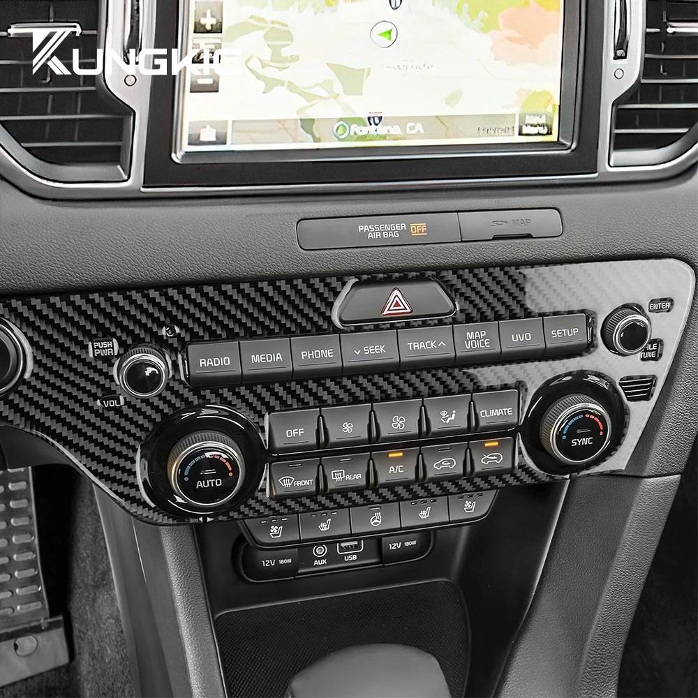Для Kia Sportage 2017 2018 2019 2020 2021 Наклейка из настоящего мягкого углеволокна LHD Автомобильная панель кнопок центральной консоли Внутренняя отделка