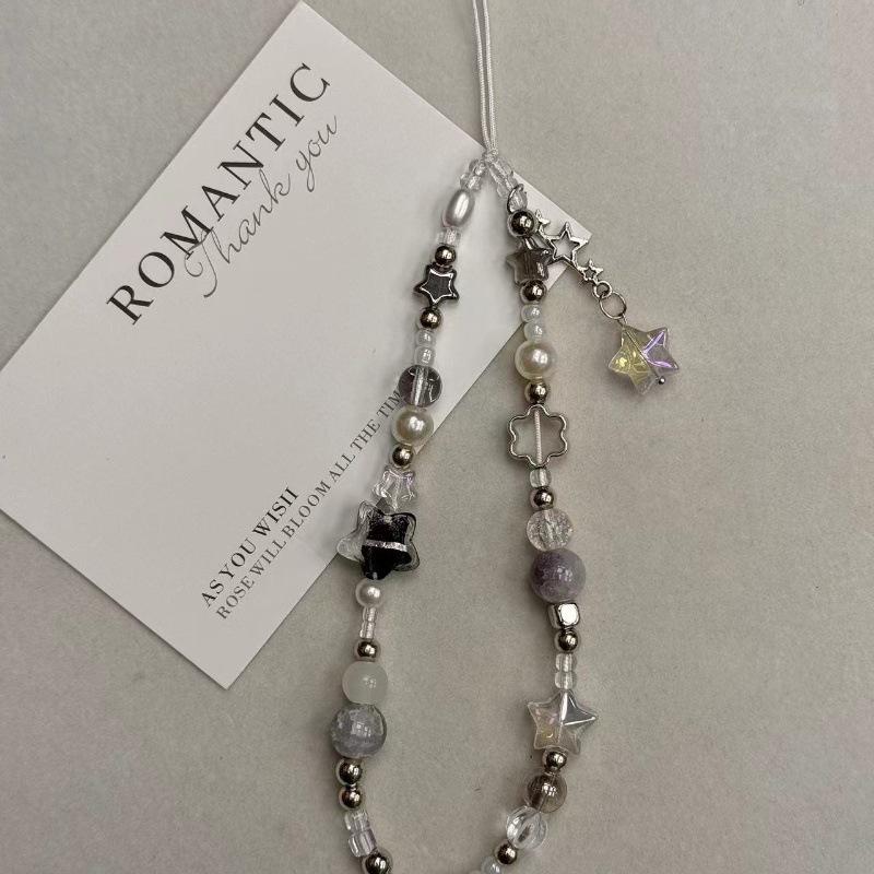 Персонализированная цепочка для мобильного телефона в стиле Ins, цепочка для телефона с бусинами в виде звезд, ремешок-браслет на запястье, брелок, милый ремешок для телефона в стиле Y2K