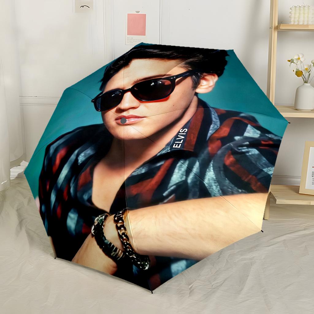 Rock Roll Legend Compact Travel Automatic Umbrella Compact 8-Rib Lightweight Durable Plastic & Iron All-Season Umbrella for Travel Fashion Lovers