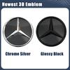 Car Sticker New 2025 For Mercedes Benz Chrome Silver Newest 3D Front Grille Emblems For Mercedes Benz C W205 A W177 S W217 SL R2