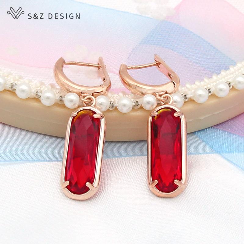 Classic Elegant Oval Egg Shape Cubic Zirconia Drop Earrings For Women Girl Wedding Party Fashion Jewelry Rose Gold Color Eardrop
