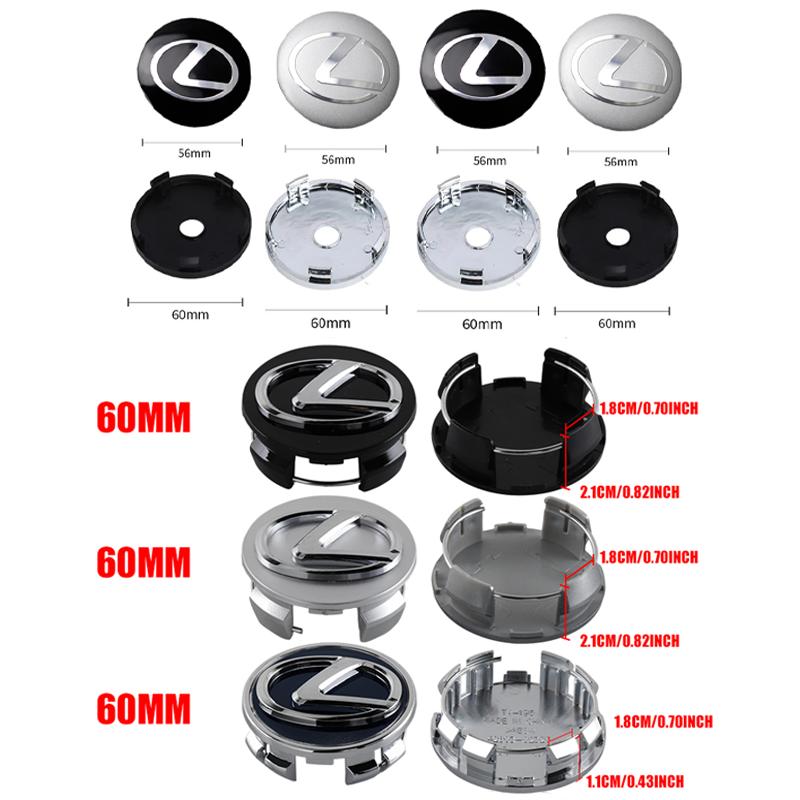 56/60MM Car Wheel Center Hub Caps Tire Rim Covers Sticker Accessories For Lexus Fsport RX330 IS250 Ct200h ES300h RX350 IS300h NX AFX1