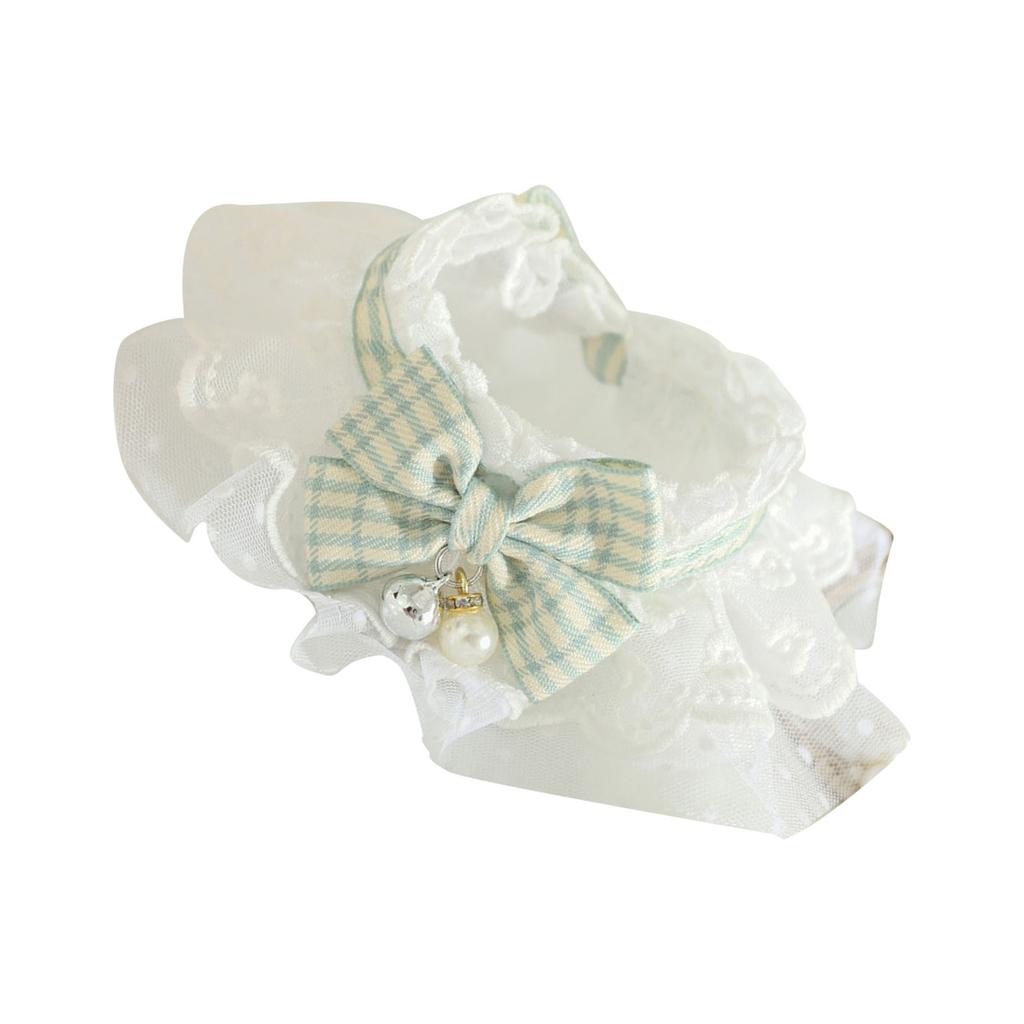 Кружевной кошачий ошейник с бантом и колокольчиками Милый модный питомец Шейный платок Аксессуары для собак Зеленый M