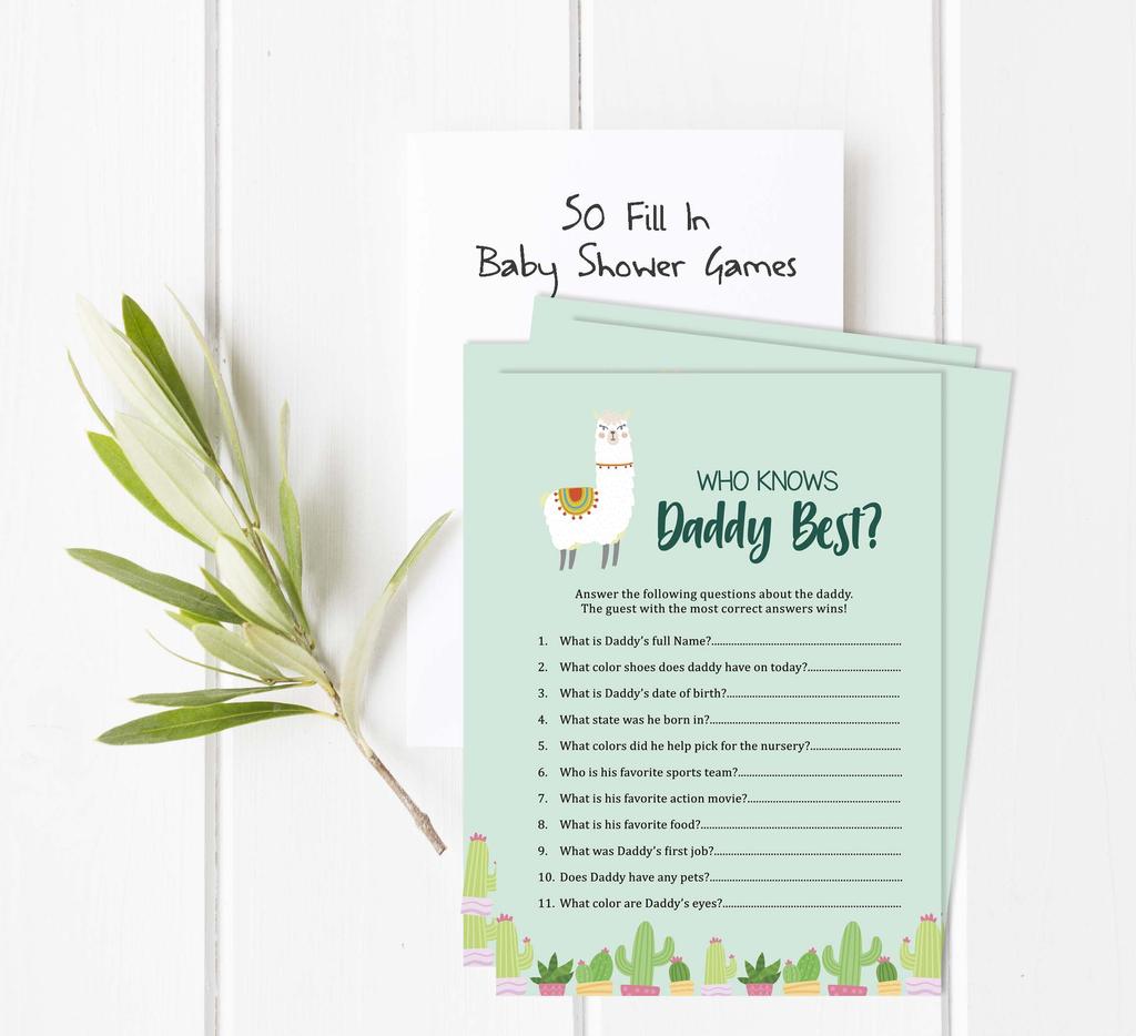 Inkdotpot Игровой набор для вечеринки по случаю рождения ребенка из 50 игр BabyA AlphabetA ABCA с ламой и нейтральной гендерной вечеринкой