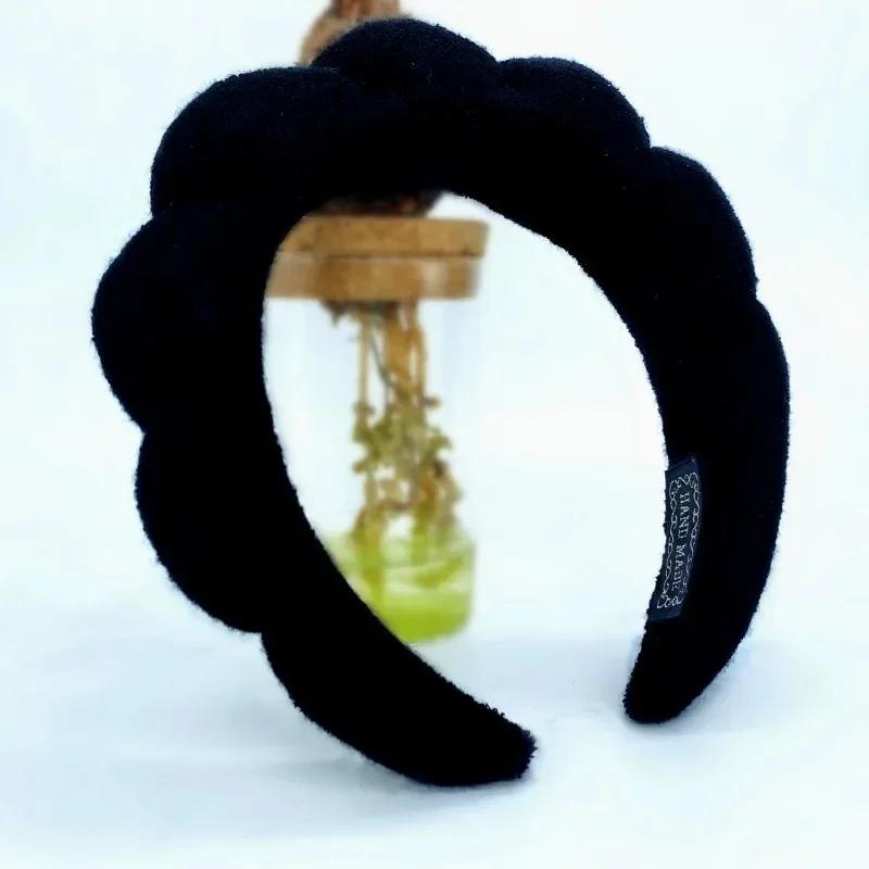 Корейская мягкая повязка на голову с облаком и губкой, пышные повязки для волос в стиле ретро, ​​женские повязки для волос с фиксированной челкой, обручи для волос для красоты, макияжа, головные уборы