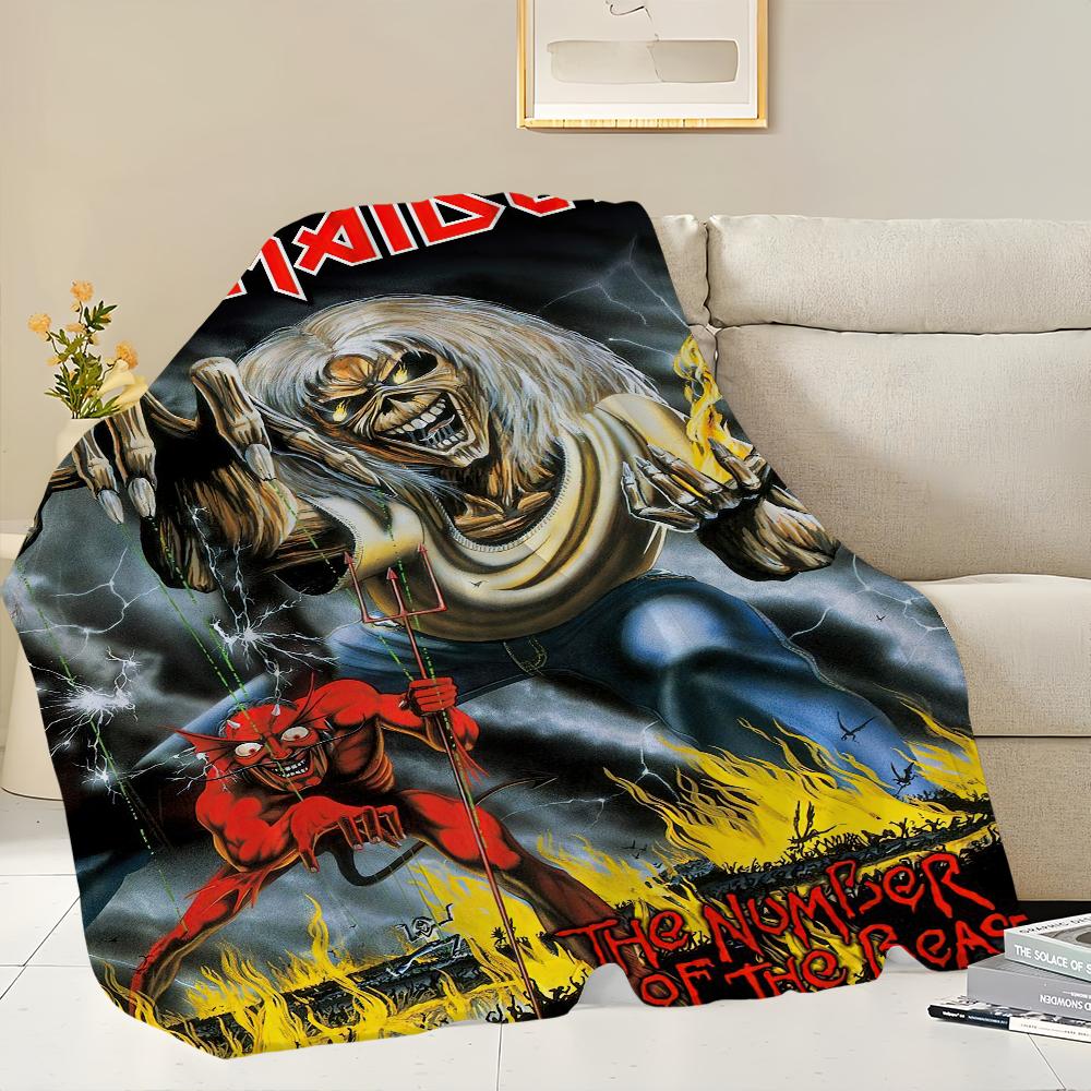 Band Iron Maidens Blanket Skin Friendly Comfort Warm Soft Plush for Sofa Living Room Office Bedroom