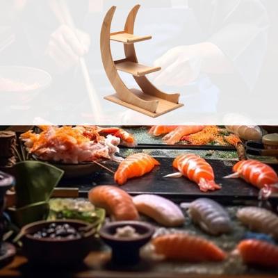 Деревянная подставка для суши, подставка для картофеля фри, в форме луны, 3 слоя тако, практичная