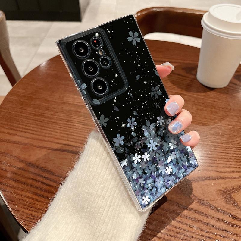 Чехол для телефона с узором «Цветение сакуры» для Samsung Galaxy S26 S25 S24 S23 Ultra S22 Plus S24 S21 FE S25 Edge Прозрачный Мягкий Чехол
