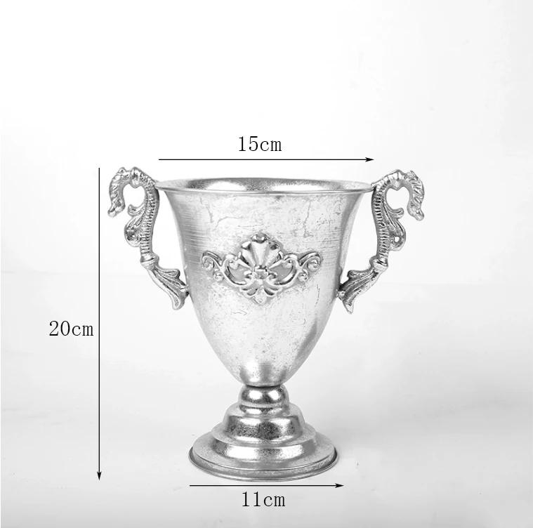 Vintage Classic Silver Iron Flower Vase Decoration Home Room Table Flowerpot Ornaments Office Store Flower Arrangement Crafts