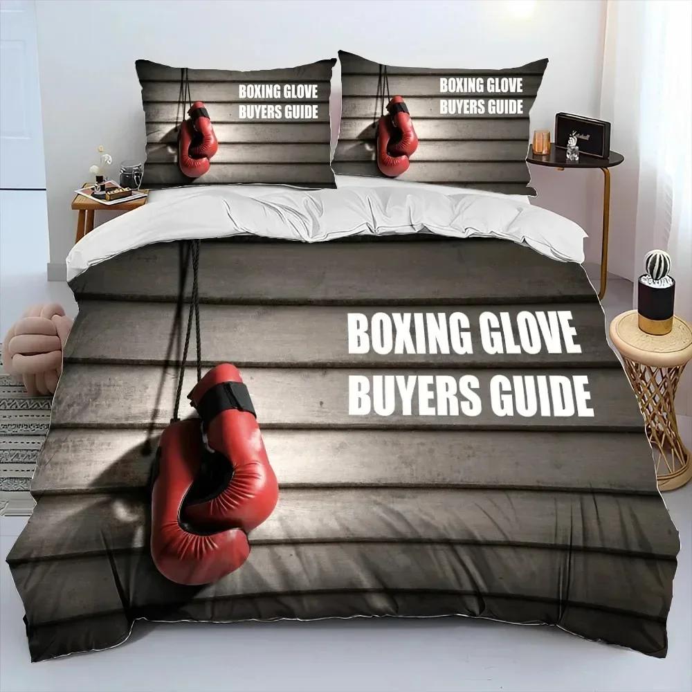 3PCS Bedding Set Red Boxing Gloves Boxer Fight Bedding Set,Duvet Cover Bed Set Quilt Cover Pillowcase,King Queen Size Adult