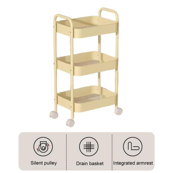 Стеллаж для хранения с колесами, прочная несущая многослойная конструкция, простая установка, устойчивая универсальная тележка для хранения