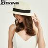 White Black Summer Panama Straw Hat Wide Brim Foldable Fedora Beach Sun Hat UPF 50+