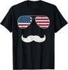 American Flag Sunglasses Mustache Novelty Tee Gift Unisex T-Shirt