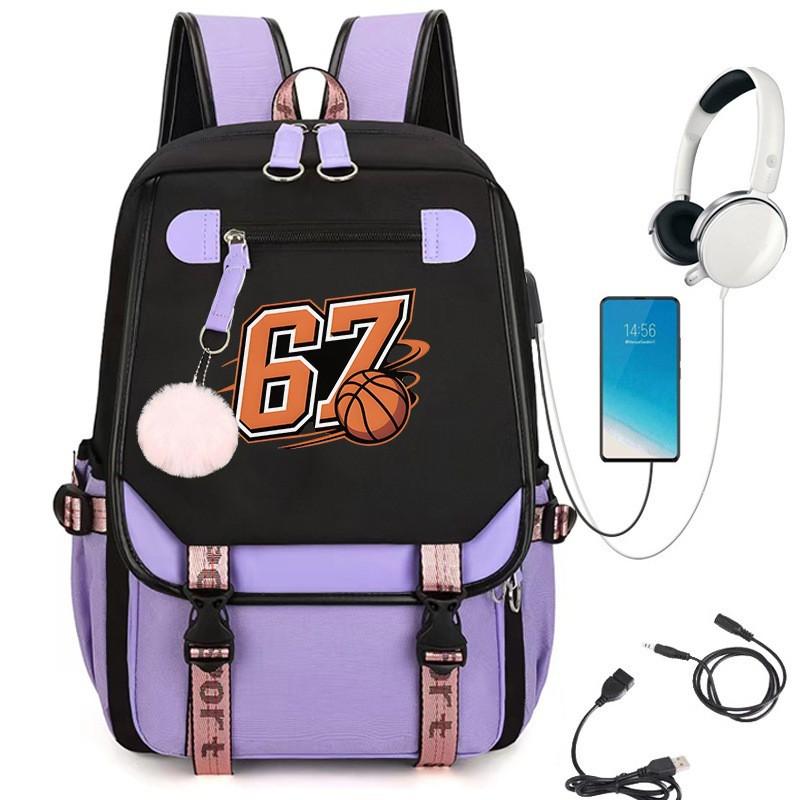 Stylish Cartoon Print Backpack High School Students - Breathable Waterproof Canvas Daypack With Padded Air Cushion Straps