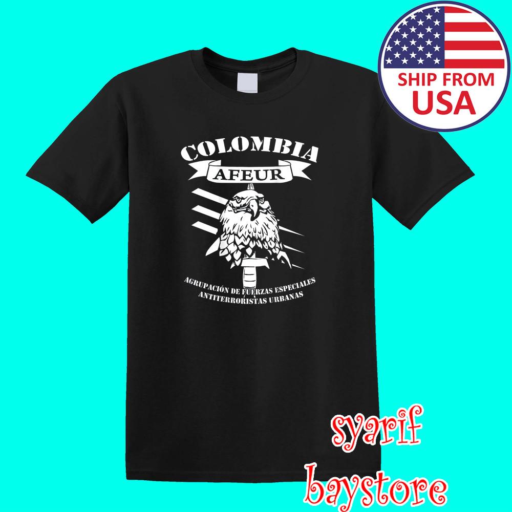AFEUR Colombia Army Elite Special Force Men's Black Size S to 5XL