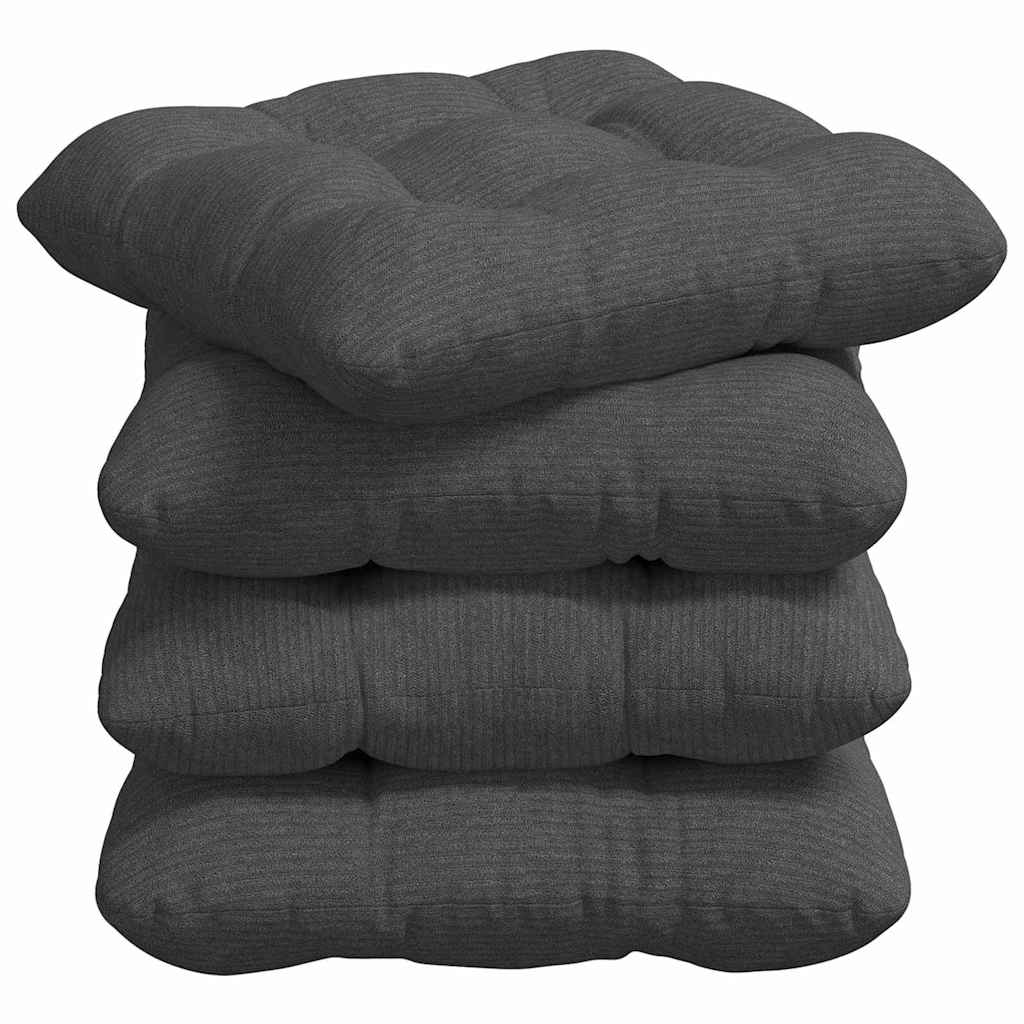Seat Cushions 4 pcs Dark Grey 40 x 40 cm Cord Fabric