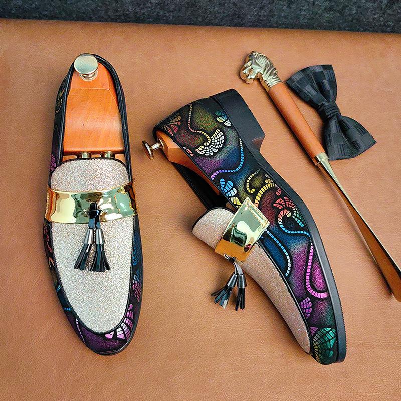 Men's Shoes Large Size New Leather Shoes Men's Feet Pedal Fringed Pointed Small Leather Shoes Trendy Casual Shoes Men