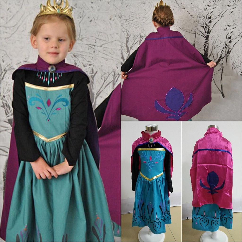 Girls Kids Elsa Fancy Dress Costume Princess Anna Party Dresses Cosplay Outfits