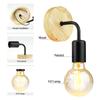 Vintage Wood Wall Lamp E27 110V 220V Hemp Rope Wall Lamp Indoor Loft Outdoor Corridor Wall Lights Industrial Sconce Bedside