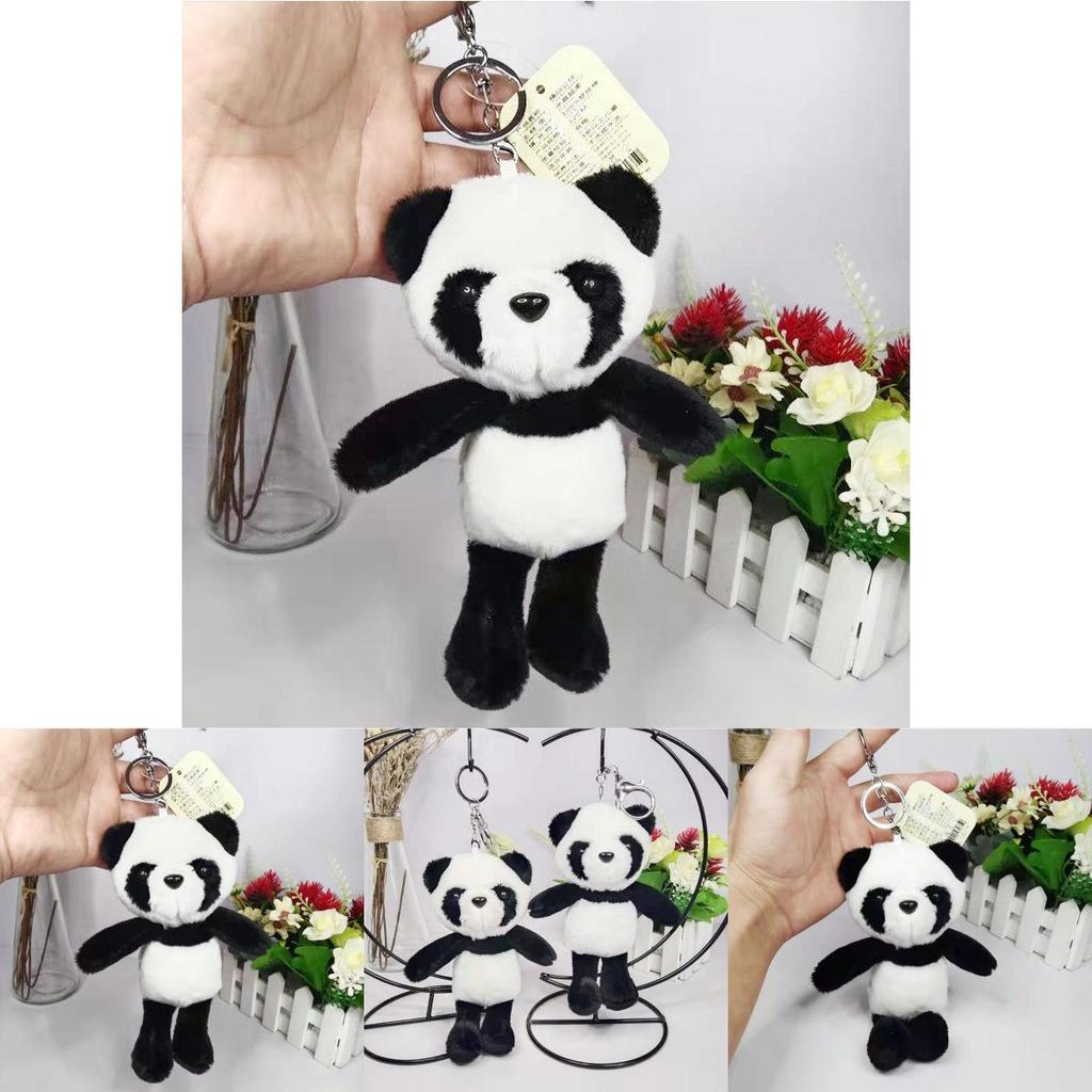 Cute Panda Plush Keychain Pendant Soft Short Velvet Cartoon Stuffed Animal