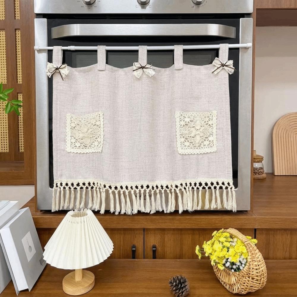 Rustic Kitchen Stove Cover Skirt Vintage Boho Curtain Panel Partition Door Cabinet Curtain Kitchen