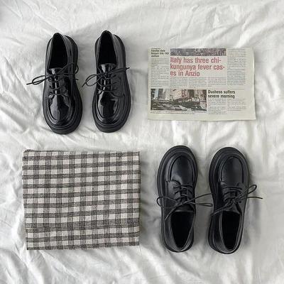 Черные маленькие кожаные туфли женские японские туфли jk весна новые в британском стиле универсальные ретро туфли на плоской подошве