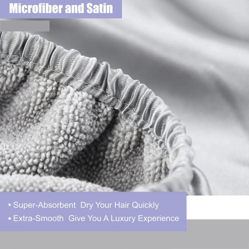 Двухслойная атласная шапочка для сушки волос Премиальное полотенце для волос из искусственного шелка Сверхвпитывающая Быстросохнущая Утолщенная чалма для обертывания для женщин