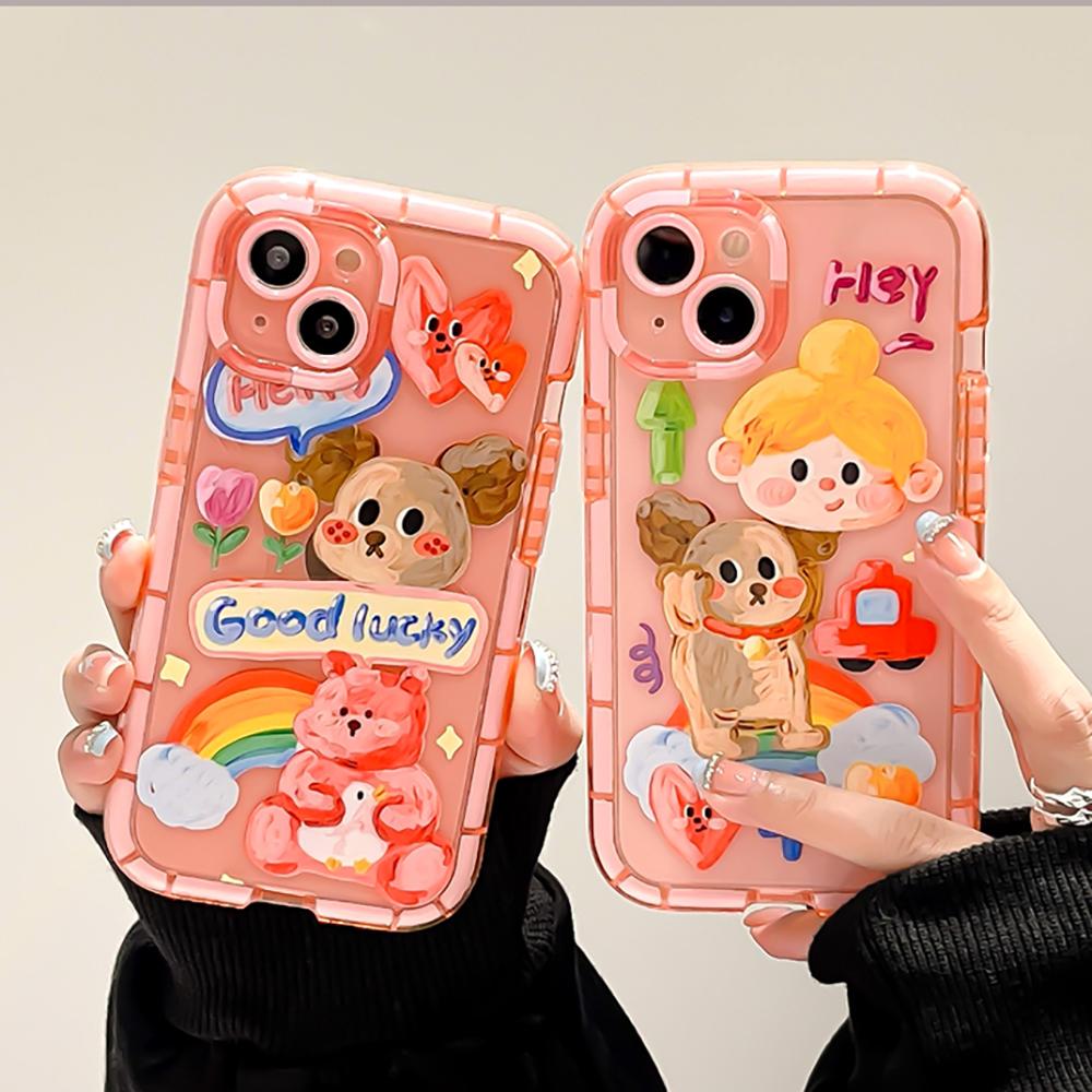 Противоударный чехол для телефона с забавным медведем и милыми животными для Iphone 11 12 13 Pro Max X Xr Xs Max, прозрачный мультяшный мягкий чехол на заднюю панель
