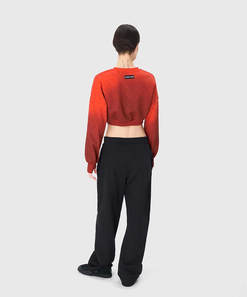MARINE SERRE (W) Moon Logo Fleece Crop Sweatshirt Red Moon Faded Fleece Cropped Sweatshirt Rd10 Red