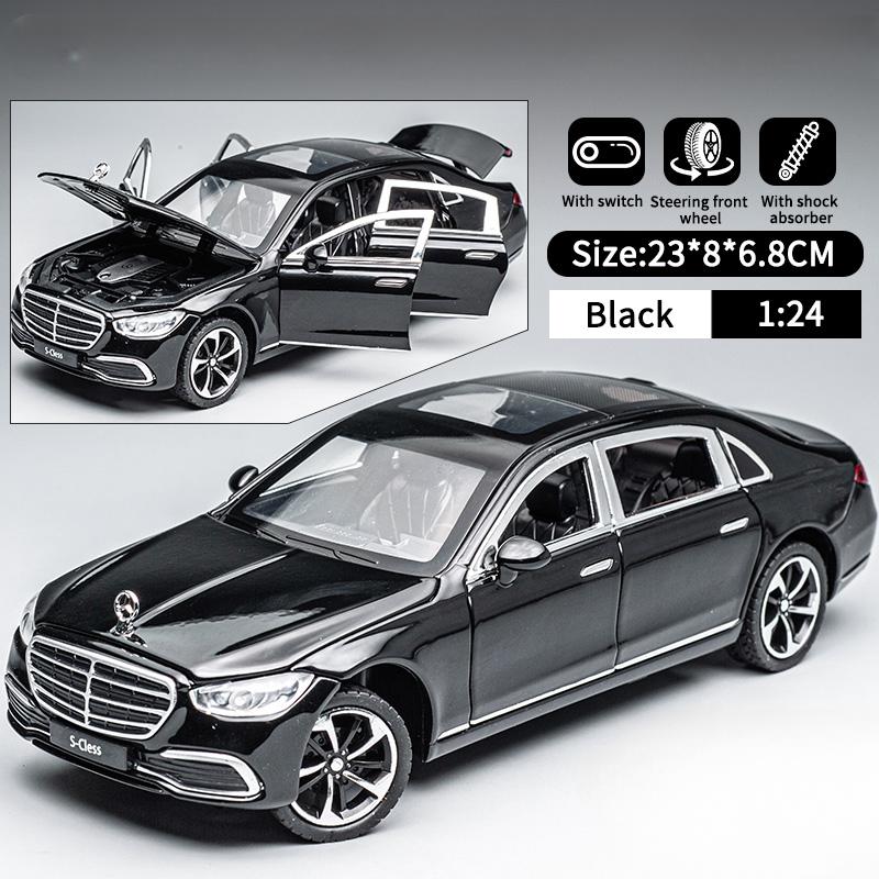 1/24 Модель игрушечного автомобиля из сплава Benz S400L Металлическая литая модель автомобиля Изысканное мастерство Коллекция Звук Свет Подарок на день рождения ребенка