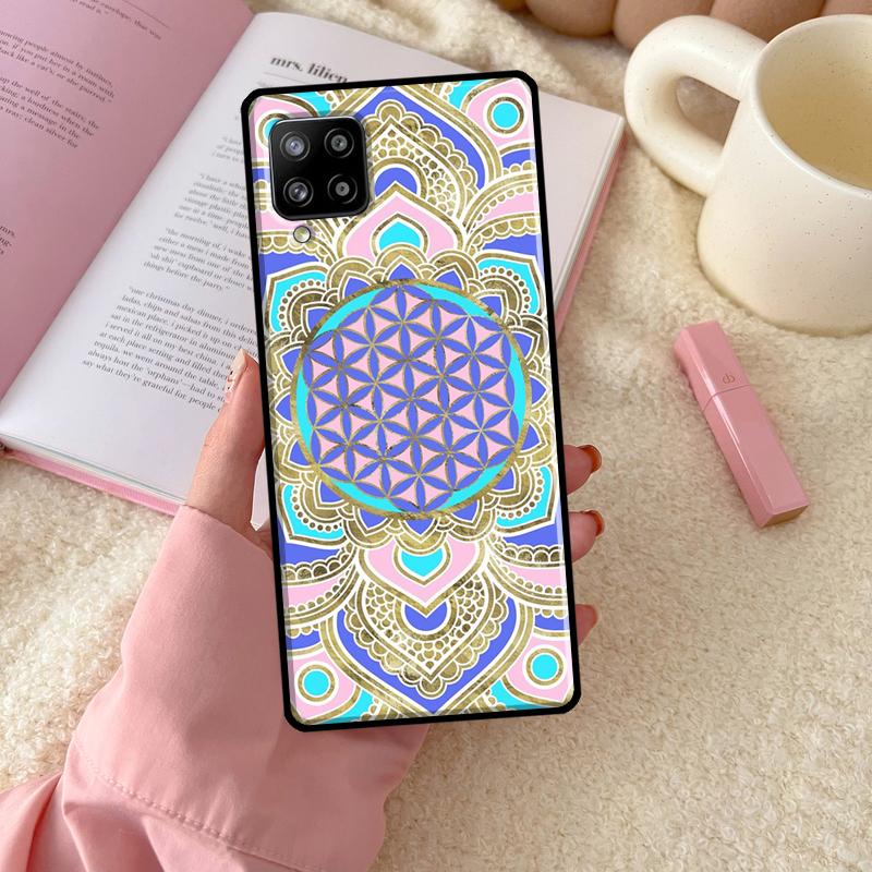Чехол «Цветок жизни в лотосе», пастельный золотой чехол для Samsung Galaxy A51 A71 A50 A70 A33 A53 A73 A12 A22 A32 A52 A72 A21S A52S, чехол