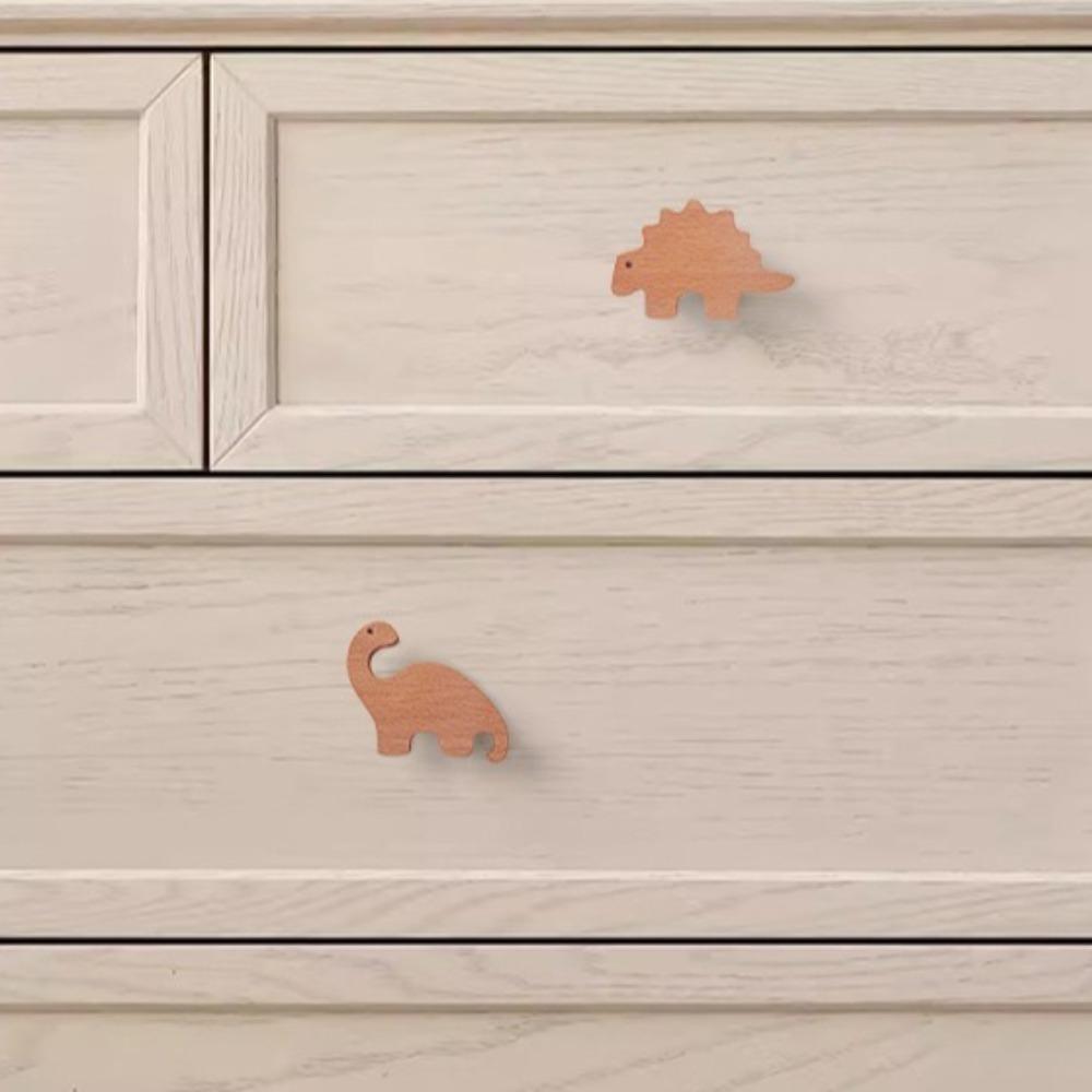 Милые крючки Деревянные дверные ручки Динозавр Шкафы Ящики Ручки Спальня