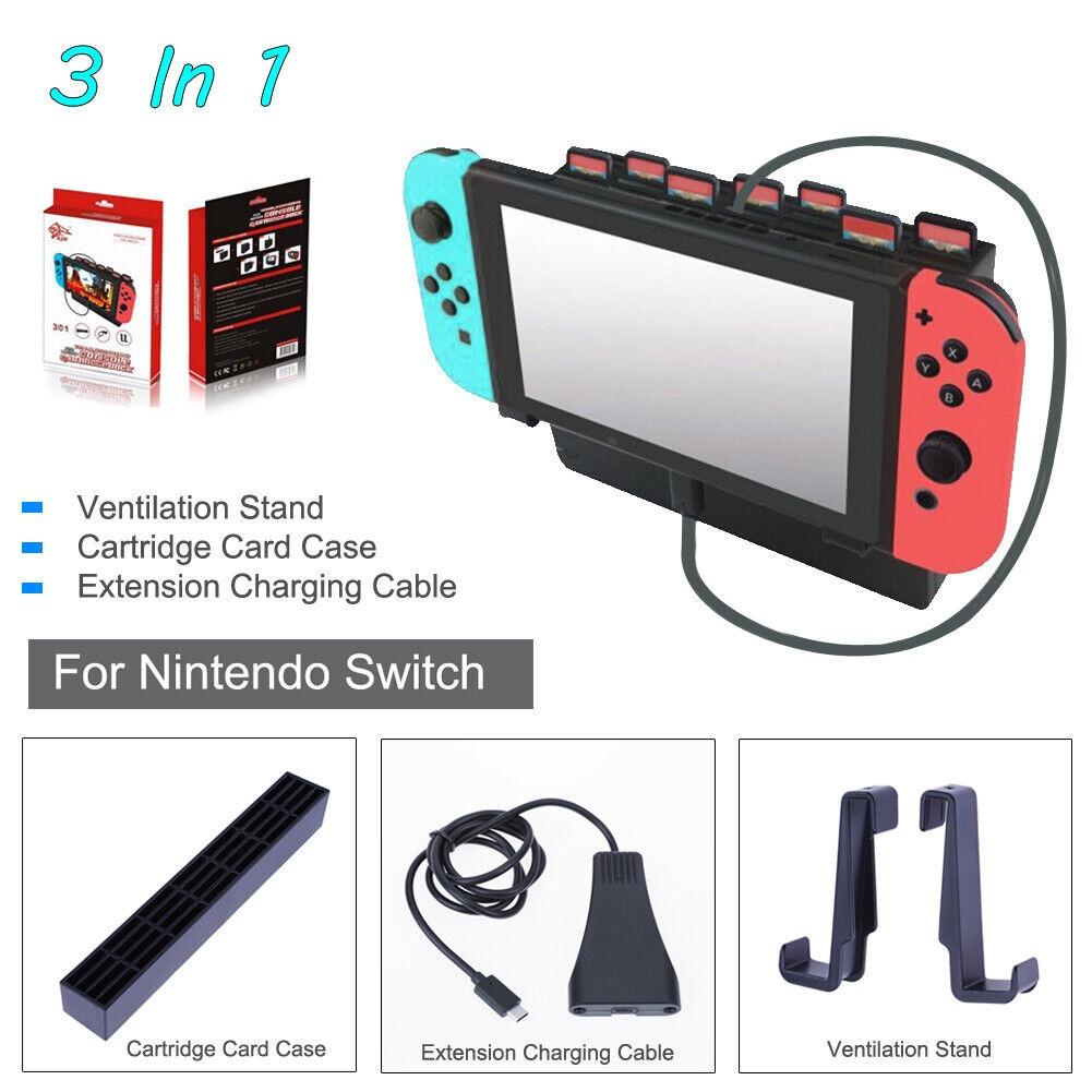3 In 1 Ventilation Stand + Card Case+Extension Cable for Nintendo Switch