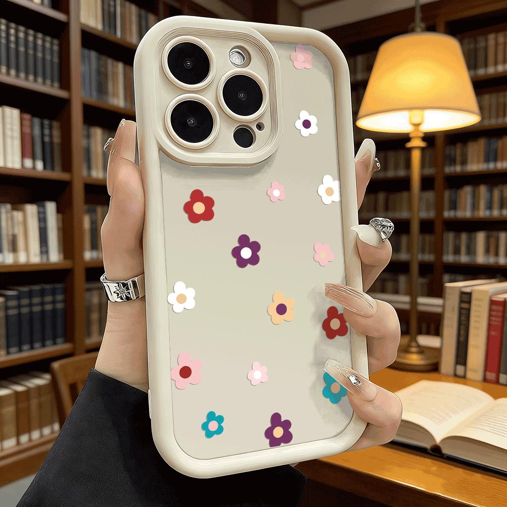 Минималистичный цветной цветочный чехол из мягкого ТПУ для iPhone 17 16 15 14 13 12 11 Pro Max Plus Ударопрочный противоскользящий чехол