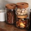 Airtight Glass Canister With Bamboo Lid Kitchen Storage Jar For Coffee Tea Flour Pasta Countertop Decor Pantry Organization Set