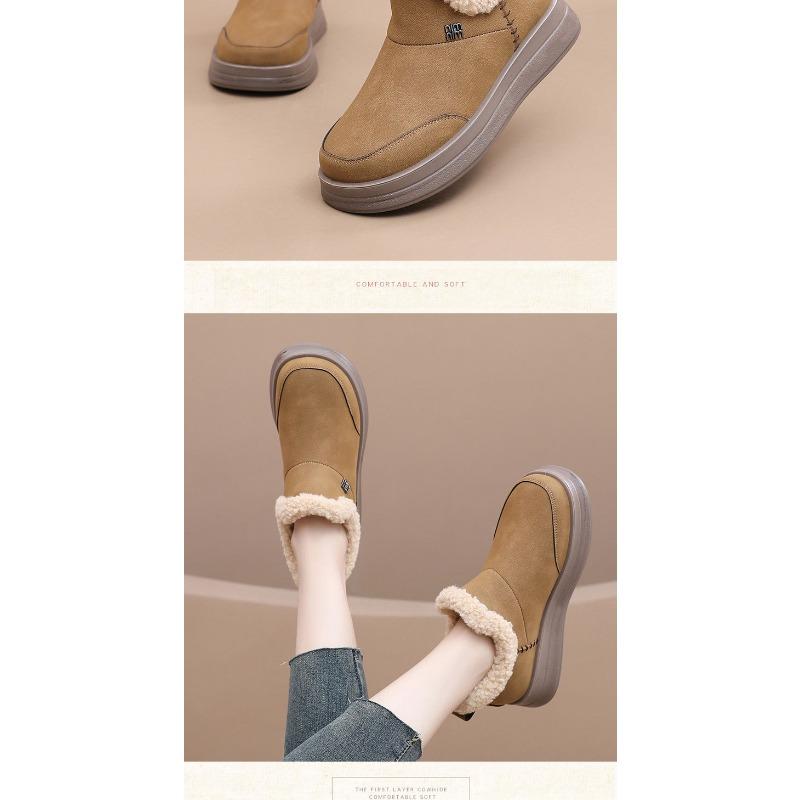 Женские зимние ботинки в пекинском стиле, Нескользящая обувь для холодной погоды, Теплые ботильоны на плюшевой подкладке, Нескользящая подошва