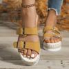 Fashion Ladies Shoes 2024 Hot Sale Plus Size Women's Slippers Fashion Metal Decoration Casual Slippers Women New Peep Toe Flat Slippers