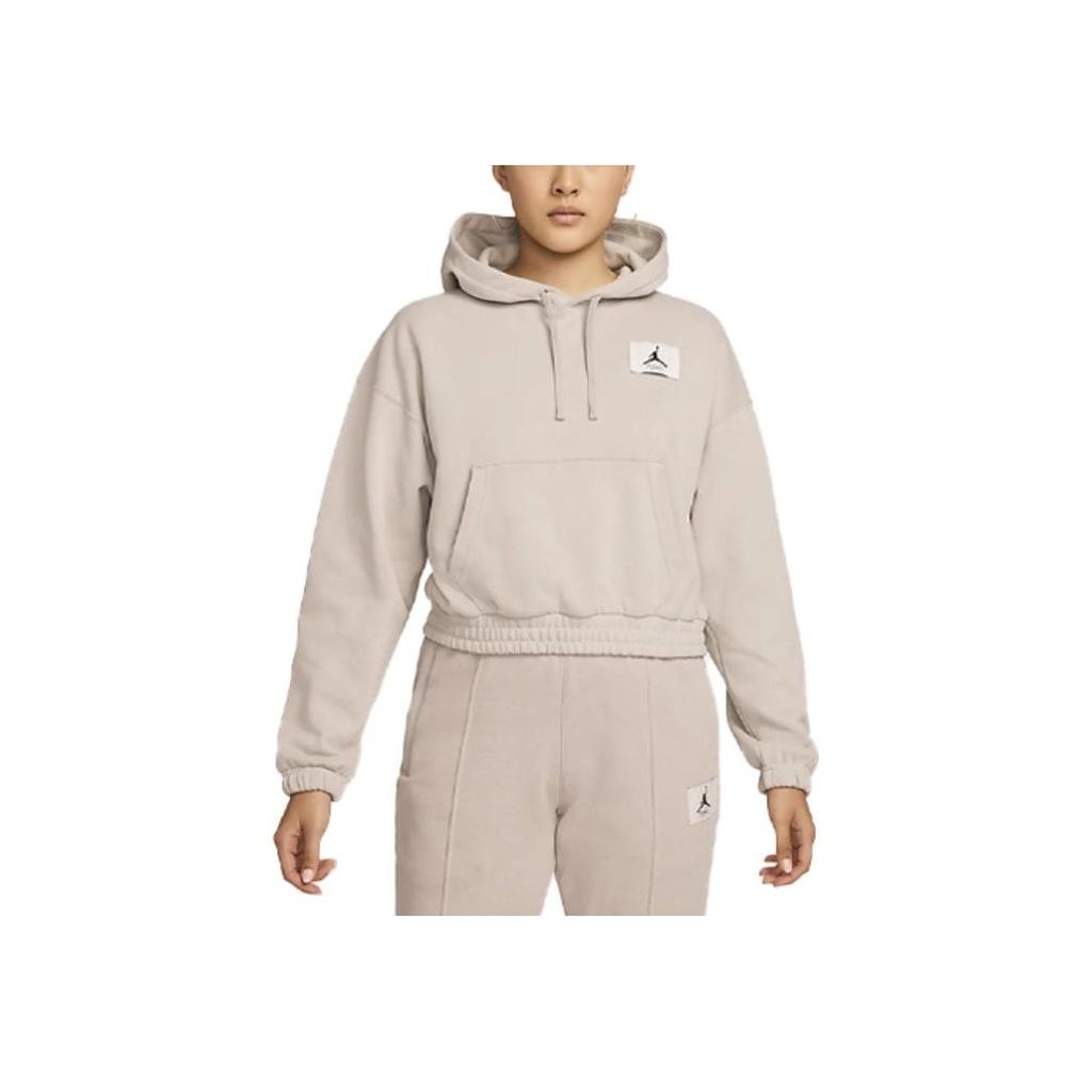 Jordan Essentials Повседневная спортивная трикотажная свободная толстовка с капюшоном Укороченный топ Женские топы Light-Iron-Ore DD6999-012