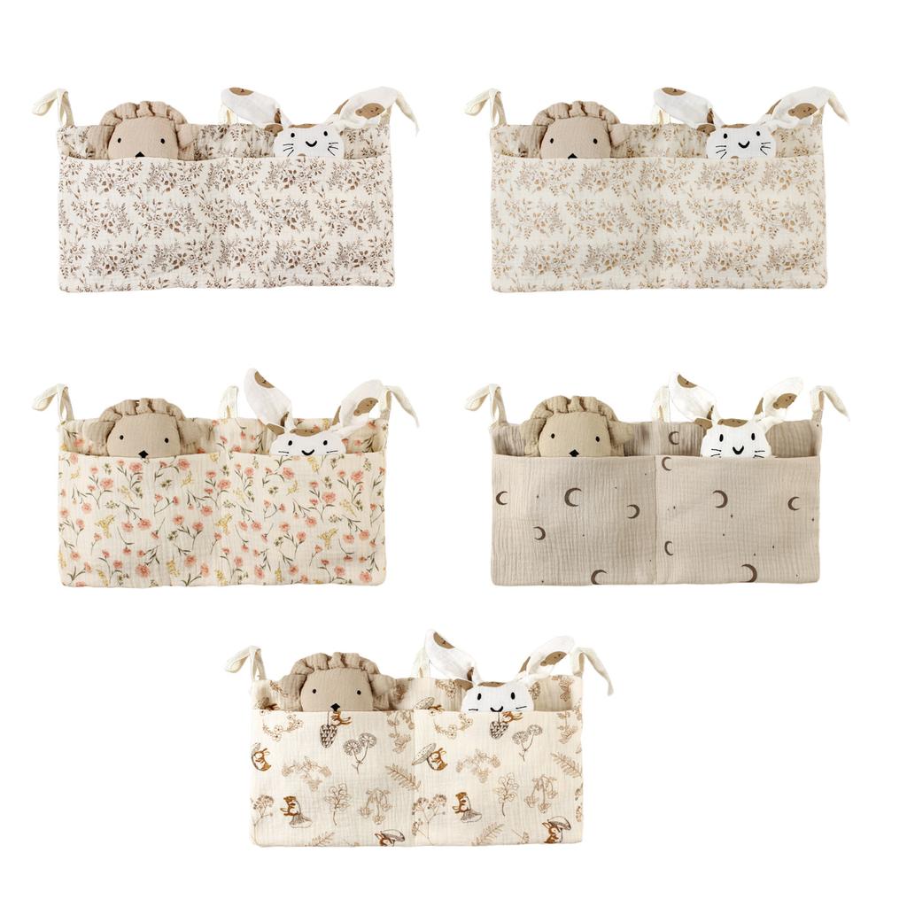 Baby Bedside Organizer Storage Bag with 2 Pockets for Toys Diaper Baby Cribs Storage Bag Multifunctional Hanging Pocket