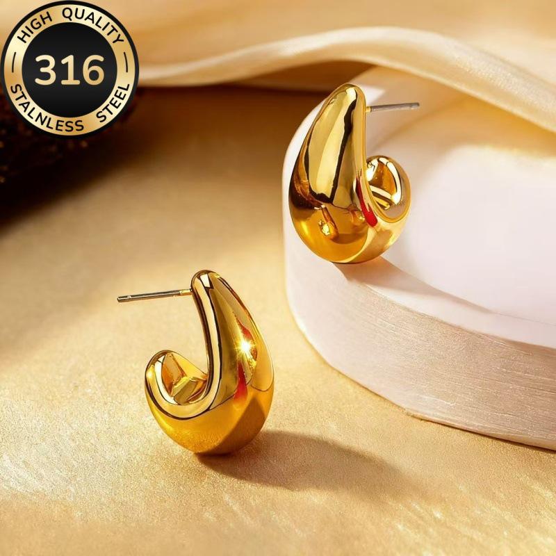 Серьги-капли из нержавеющей стали 316 для женщин, с покрытием 18 карат золотом, в холодном стиле, из титановой стали, легкая роскошь, европейский и американский нишевый дизайн
