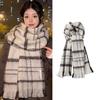 Warm Plaid Knitted Scarf Acrylic Fibres Tassel Shawl Korean Style Unisex Thickened Scarf  Christmas