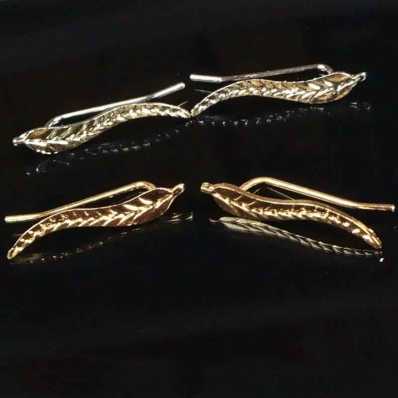 Ювелирные серьги с листьями, золотые перья, женские серьги-гвоздики, аксессуары, подарки