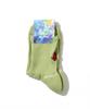 [go slow caravan] 342906 Embroidered Quarter Socks, Lime, Size L