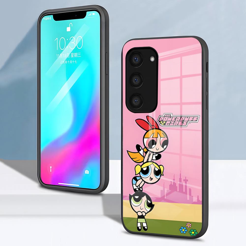 Чехол для телефона P-Суперкрошки Милый для Samsung S26 S25 S24 FE S23 S22 S21 Plus S20 Ultra Note20Ultra Черная стеклянная крышка