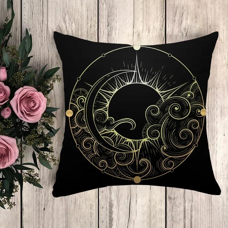 Подушка в стиле аниме с черным золотым принтом Декоративные наволочки Наволочка для дивана Подушки Чехол для подушки x Декоративные подушки